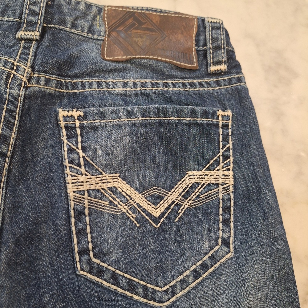 Rock & Roll Cowboy Jeans Mens 33x32 Blue Cannon Loose Fit Heavy Stitch MOC-1522